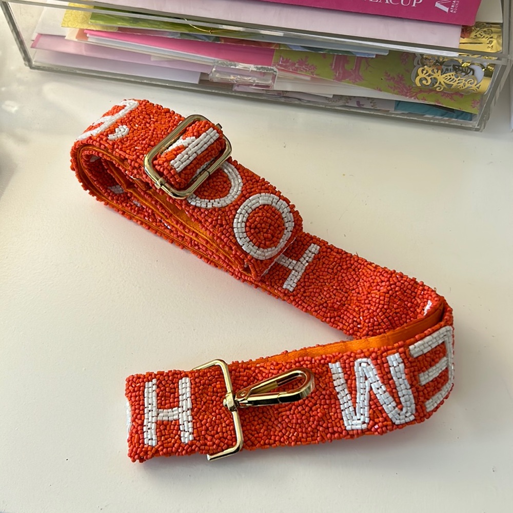 University of Texas beaded HOOK EM purse strap